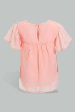 Load image into Gallery viewer, Pink Flutter Sleeved Blouse For Baby Girls
