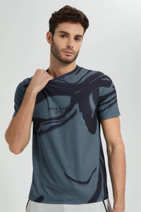 Grey Sublimation Print T-Shirt تيشيرت مطبوع باللون الرمادي