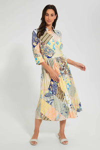 Multicolour Pleated Dress فستان كسرات متنوع الألوان