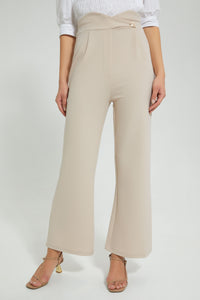 Beige Wide Leg Trouser بنطلون واسع باللون البيج