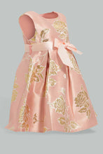 Load image into Gallery viewer, Pink Bow Belted Dress For Baby Girls
