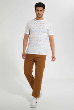 Load image into Gallery viewer, White T-Shirt With Printed Golden Foil تيشيرت باللون الأبيض مطبوع
