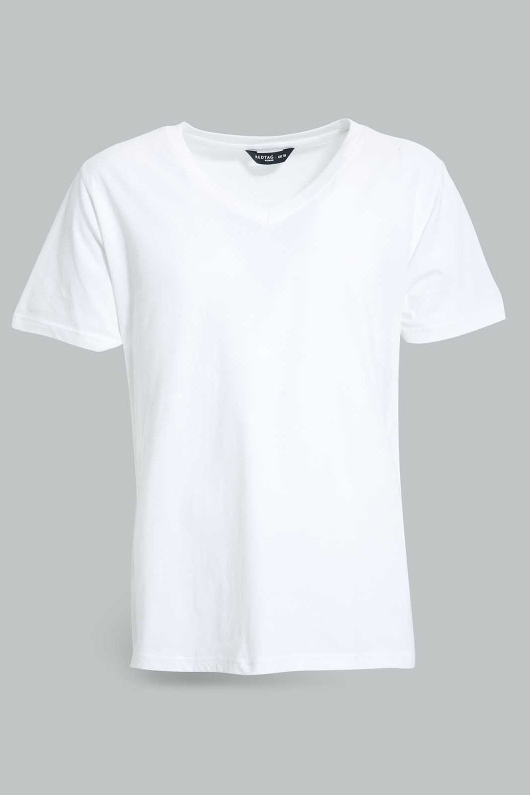 White V-Neck T-Shirt For Women تيشيرت باللون الأبيض للنساء