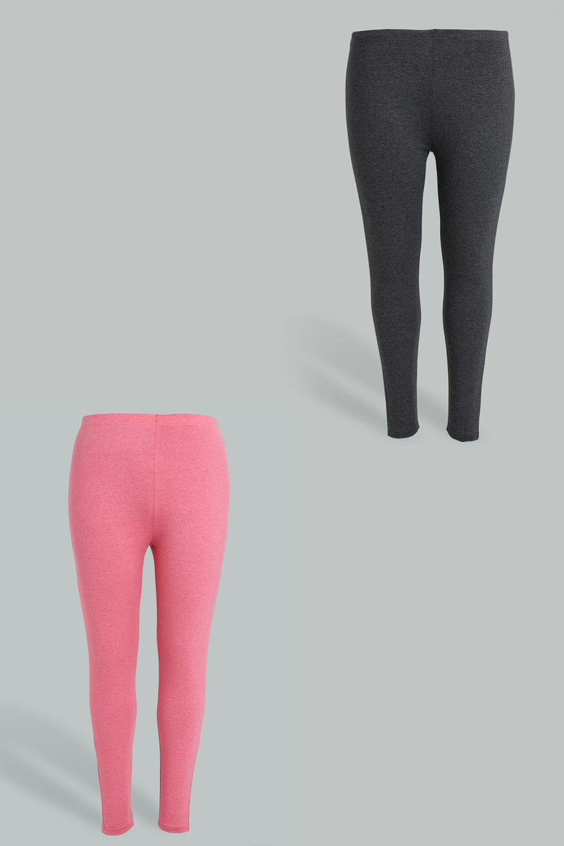 Black And Pink Legging Set (2 Piece) طقم بنطلون ليقنز باللون الأسود والوردي (قطعتين)