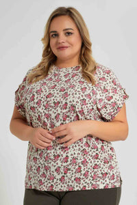 Multicolour Top With Button Tab Sleeve بلوزة بألوان متنوعة بأزرار علىى الأكمام