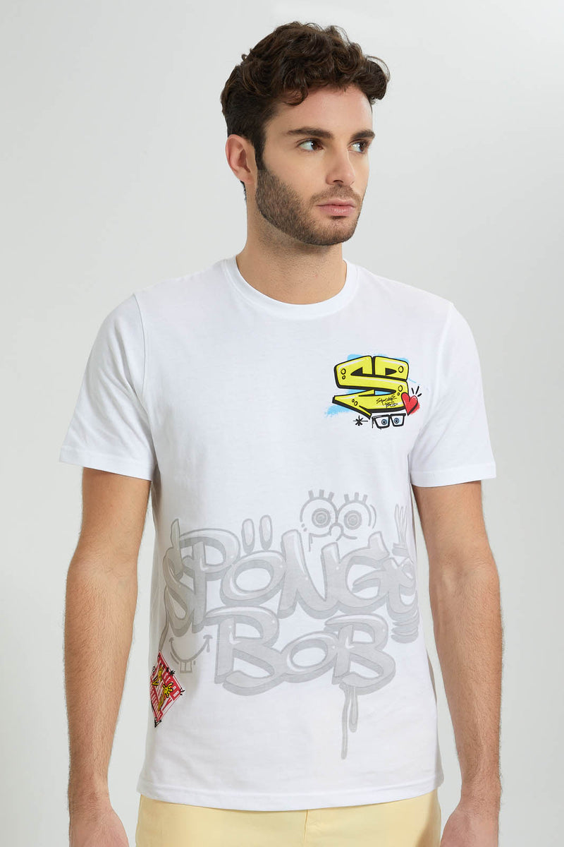 White Sponge Bob T-Shirt تيشيرت سبونج بوب أبيض