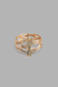 Gold Cuff Bracelet For Women أسورة مزينة باللون الذهبي للنساء
