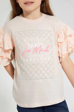 Load image into Gallery viewer, Pink Top With Studs and Placement Print بلوزة باللون الوردي بطبعة
