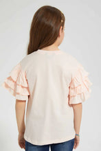 Load image into Gallery viewer, Pink Top With Studs and Placement Print بلوزة باللون الوردي بطبعة
