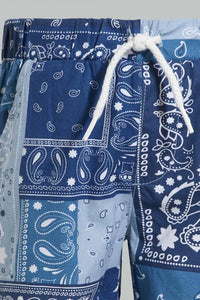 Blue Paisley Casual Set For Baby Boys (2 Piece) طقم كاجوال مطبوع باللون الأزرق للأولاد الرضع (قطعتين)