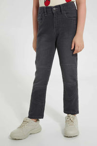 Charcoal Plain Jean بنطلون جينز باللون الرمادي الداكن