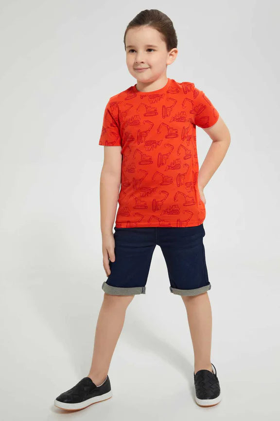 Navy Knitted Jean Short شورت جينز محبوك باللون الكحلي