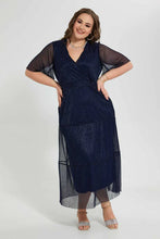 Load image into Gallery viewer, Navy Lurex Dress فستان ستان ملفوف باللون الكحلي
