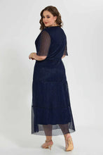 Load image into Gallery viewer, Navy Lurex Dress فستان ستان ملفوف باللون الكحلي
