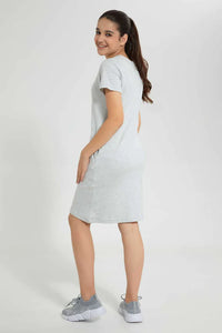 Grey Melange Basic Knitted Dress فستان باللون الرمادي بجيوب