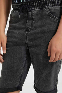 Grey Pull-On Denim Short شورت جينز رمادي بخصر مطاطي