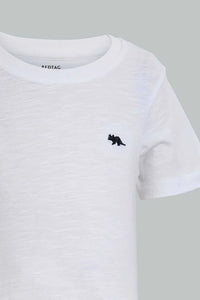 Black And White Solid T-Shirt For Baby Boys (Pack of 2) تيشيرت سادة باللون الأسود والأبيض للأولاد الرضع (قطعتين)
