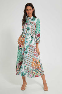 Multicolour Satin Dress فستان ستان متعدد الألوان
