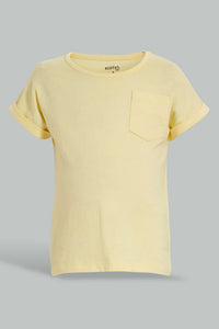 Yellow And Orange Solid T-Shirt For Baby Boys (Pack of 2) تيشيرت سادة باللون الأصفر والبرتقالي للأولاد الرضع (قطعتين)
