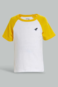 White And Navy Raglan T-Shirt For Baby Boys (Pack of 2) تيشيرت سادة باللون الأبيض والكحلي للأولاد الرضع (قطعتين)