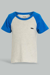 Grey And Beige Raglan T-Shirt For Baby Boys (Pack of 2) تيشيرت سادة باللون الرمادي والبيج للأولاد الرضع (قطعتين)