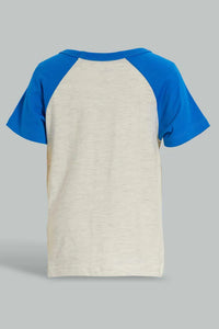 Grey And Beige Raglan T-Shirt For Baby Boys (Pack of 2) تيشيرت سادة باللون الرمادي والبيج للأولاد الرضع (قطعتين)