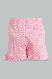 Pink And Grey Short Set For Baby Girls (2 Piece) طقم شورت باللون الوردي والرمادي للبنات الرضع (قطعتين)