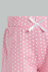 Pink And Grey Short Set For Baby Girls (2 Piece) طقم شورت باللون الوردي والرمادي للبنات الرضع (قطعتين)
