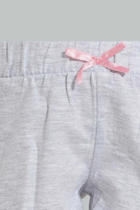 Pink And Grey Short Set For Baby Girls (2 Piece) طقم شورت باللون الوردي والرمادي للبنات الرضع (قطعتين)