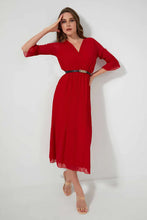 Load image into Gallery viewer, Red Wrapped Pelisse Dress فستان بيليسيه ملفوف باللون الأحمر
