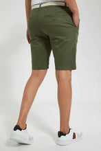 Load image into Gallery viewer, Olive Chino Short With Belt شورت تشينو بحزام باللون الزيتي
