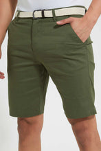 Load image into Gallery viewer, Olive Chino Short With Belt شورت تشينو بحزام باللون الزيتي
