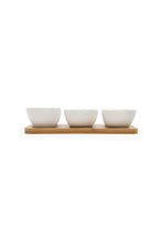Load image into Gallery viewer, White Square Bowl With Bamboo Tray (3 Piece)
