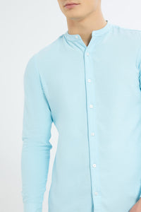 قميص ماندارين باللون الأزرق للرجال