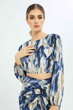 Load image into Gallery viewer, بلوزة باللون الكحلي قصيرة للنساء
