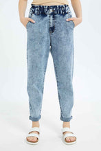 Load image into Gallery viewer, بنطلون جينز واسع باللون الأزرق للنساء

