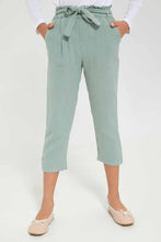 Load image into Gallery viewer, بنطلون بحزام باللون النعناعي للبنات الصغار
