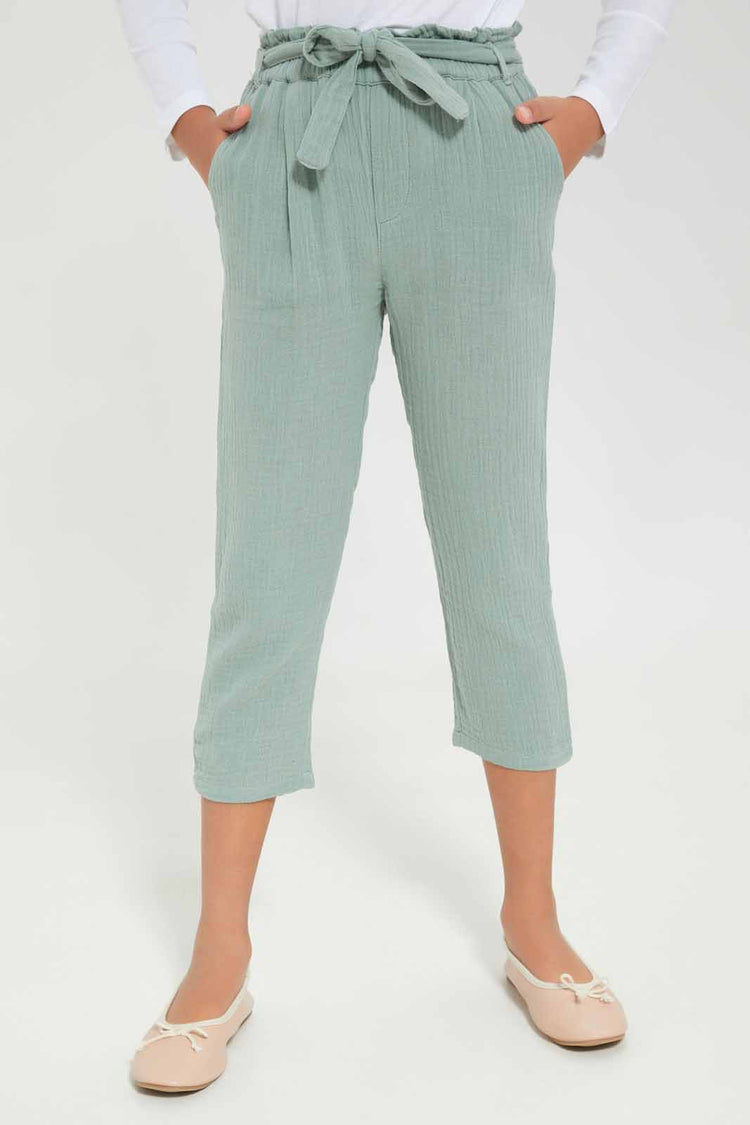 بنطلون بحزام باللون النعناعي للبنات الصغار