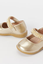 Load image into Gallery viewer, باليرينا باللون الذهبي مزينة باللولو للبنات الصغار
