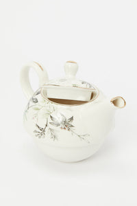 طقم شاي بطبعة زهور بيضاء (3 قطع)