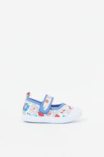Load image into Gallery viewer, حذاء بطبعة الزهور باللون الأزرق للبنات الرضع
