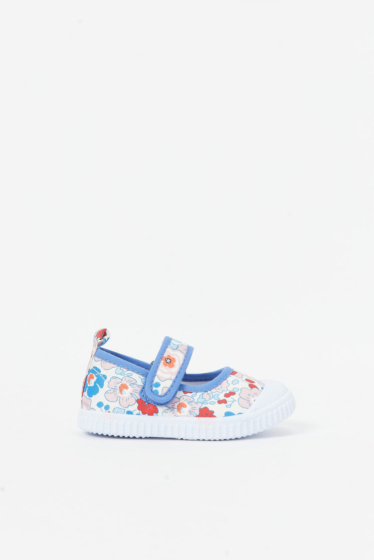 حذاء بطبعة الزهور باللون الأزرق للبنات الرضع