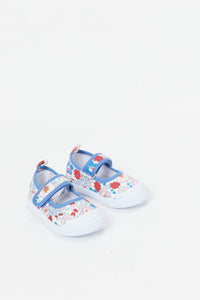 حذاء بطبعة الزهور باللون الأزرق للبنات الرضع