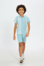Load image into Gallery viewer, طقم شورت وقميص باللون النعناعي للأولاد الصغار (قطعيتن)
