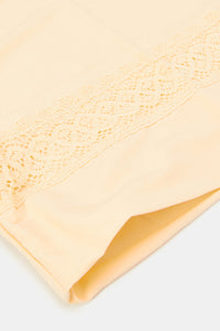 طقم غطاء لحاف مكون من قطعتين بحواف دانتيل أصفر (مقاس مفرد)