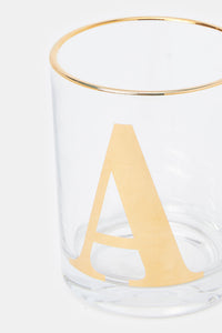كوب زجاجي شفاف مزخرف بالحروف الأبجدية (A)