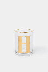 كوب زجاجي شفاف مزخرف بالحروف الأبجدية (H)