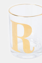 Load image into Gallery viewer, كوب زجاجي شفاف مزخرف بالحروف الأبجدية (R)
